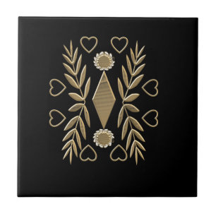 Goldenes Ornament auf schwarzem Gewand Fliese