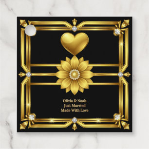💖 Goldenes Ornament Hochzeitsfeier-Thema 🖤 Geschenkanhänger