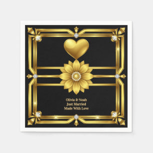 💖 Goldenes Ornament Hochzeitsfeier-Thema 🖤 Serviette