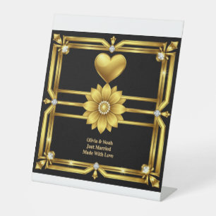 💖 Goldenes Ornament Hochzeitsfeier-Thema 🖤 Sockelschild