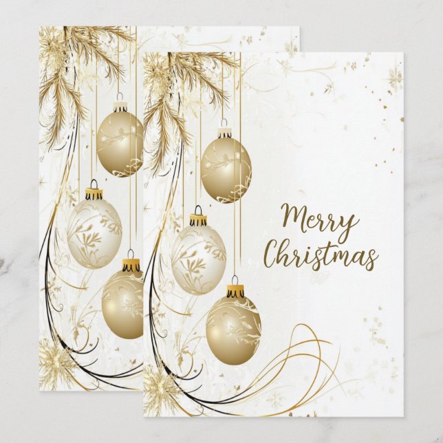 Goldenes Ornament Party Feiertagskarte (Vorne/Hinten)