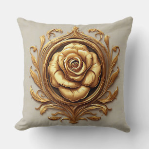 Goldenes Ornament-Rosen-Design Kissen