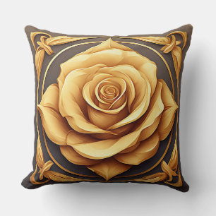 Goldenes Ornament-Rosendesign Kissen