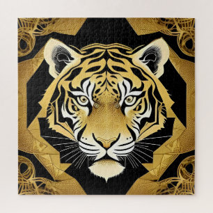 Goldenes ornamentales Tiger-Kunstwerk