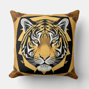 Goldenes ornamentales Tiger-Kunstwerk Kissen