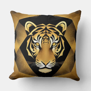 Goldenes ornamentales Tiger-Kunstwerk Kissen