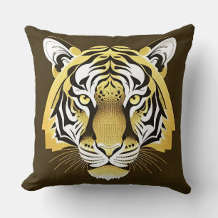 Goldenes ornamentales Tiger-Kunstwerk Kissen
