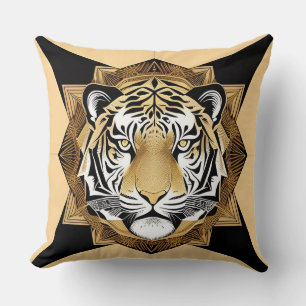 Goldenes ornamentales Tiger-Kunstwerk Kissen