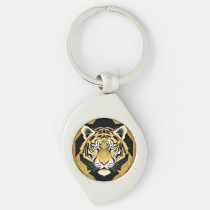 Goldenes ornamentales Tiger-Kunstwerk Schlüsselanhänger