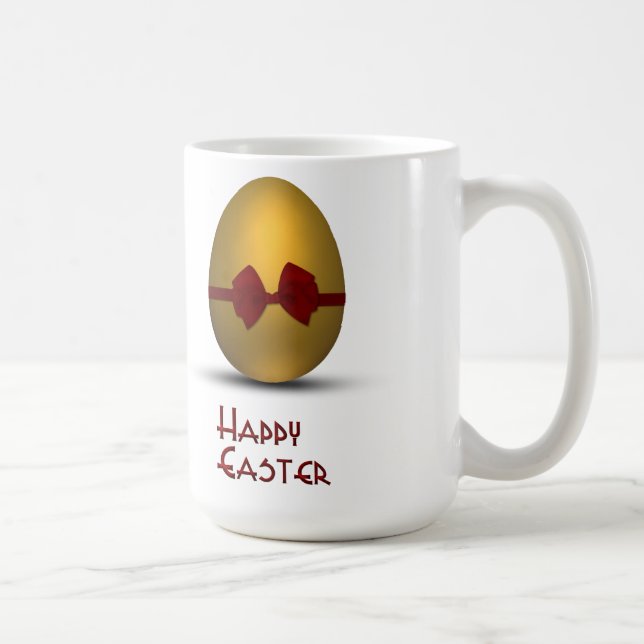 Goldenes Ostereier mit Rotem Bow Kaffeetasse (Rechts)