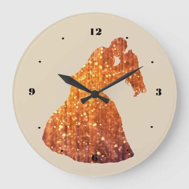 Goldenes Paar, Kiss, romantische Wall-Uhr Große Wanduhr (Vorderseite)