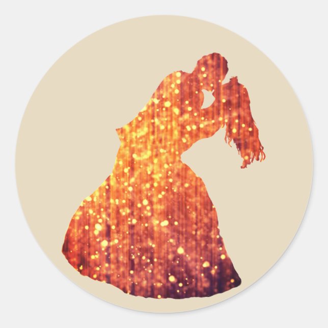 Goldenes Paar, Kiss, Romantischer Sticker (Vorderseite)
