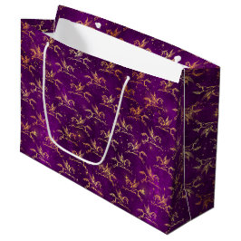 Goldenes Pegasus-Funkelmuster auf königlichem Purp Große Geschenktüte