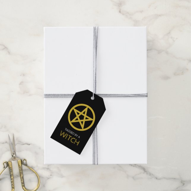 Goldenes Pentagramm, Halloween Geschenkanhänger (Mit Garn)