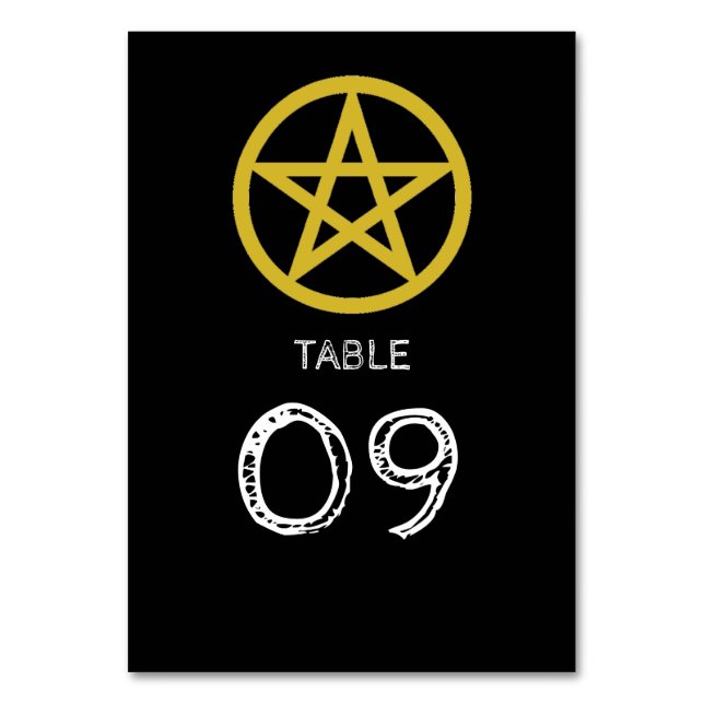 Goldenes Pentagramm, Halloween Tischnummer (Vorderseite)