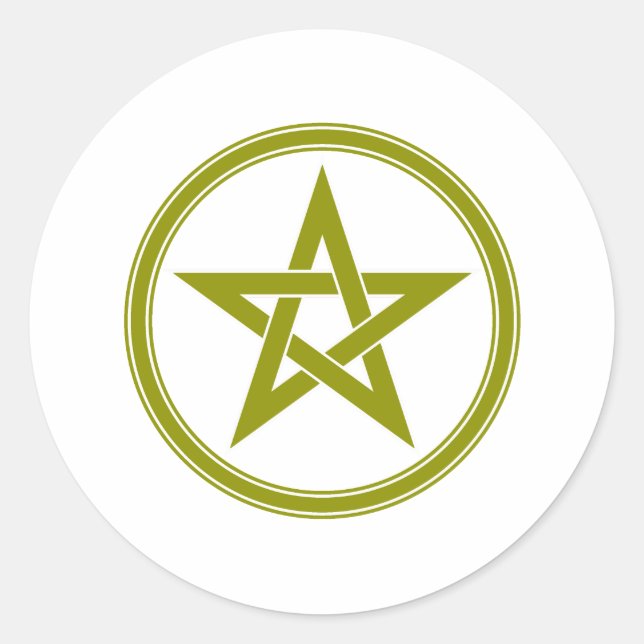 goldenes Pentagramm Runder Aufkleber (Vorderseite)
