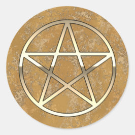 Goldenes Pentagramm Runder Aufkleber