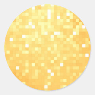 Goldenes Pixel Funkeln Runder Aufkleber
