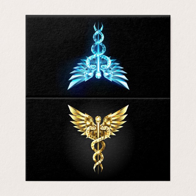 Goldenes polygonales Symbol Caduceus (Außenseite Aufgefaltet)