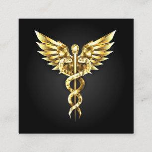 Goldenes polygonales Symbol Caduceus Begleitkarte