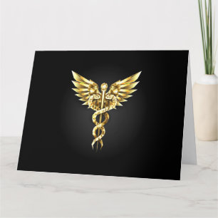 Goldenes polygonales Symbol Caduceus Karte