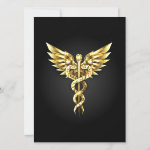 Goldenes polygonales Symbol Caduceus Karte
