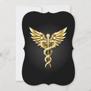 Goldenes polygonales Symbol Caduceus Karte