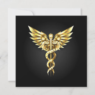 Goldenes polygonales Symbol Caduceus Karte