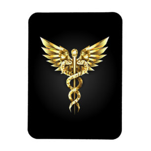 Goldenes polygonales Symbol Caduceus Magnet