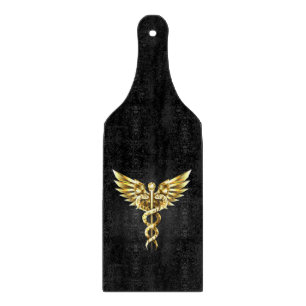 Goldenes polygonales Symbol Caduceus Schneidebrett