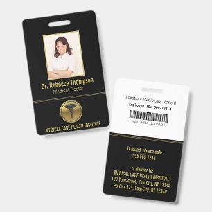 Goldenes professionelles medizinisches Caduceus-Em Ausweis