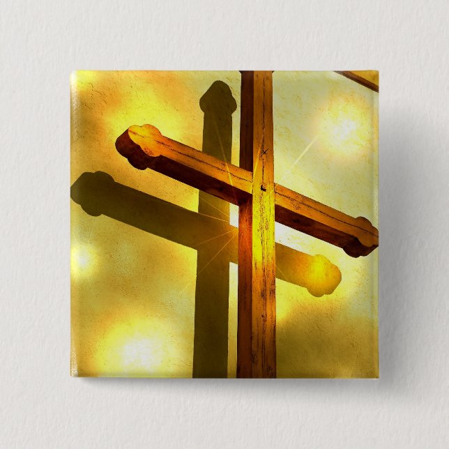 Goldenes queres quadratisches Button (Vorderseite)