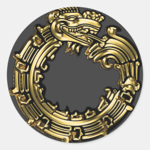 Goldenes Quetzalcoatl Runder Aufkleber