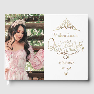 Goldenes Quinceañera-Gästebuch mit individuellem F Gästebuch