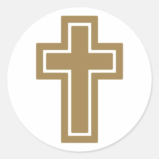 Goldenes religiöses Kreuz | CHRISTLICH Runder Aufkleber (Vorderseite)