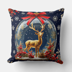 Goldenes Rentier im Weihnachtsbaumschmuck-Globus Kissen