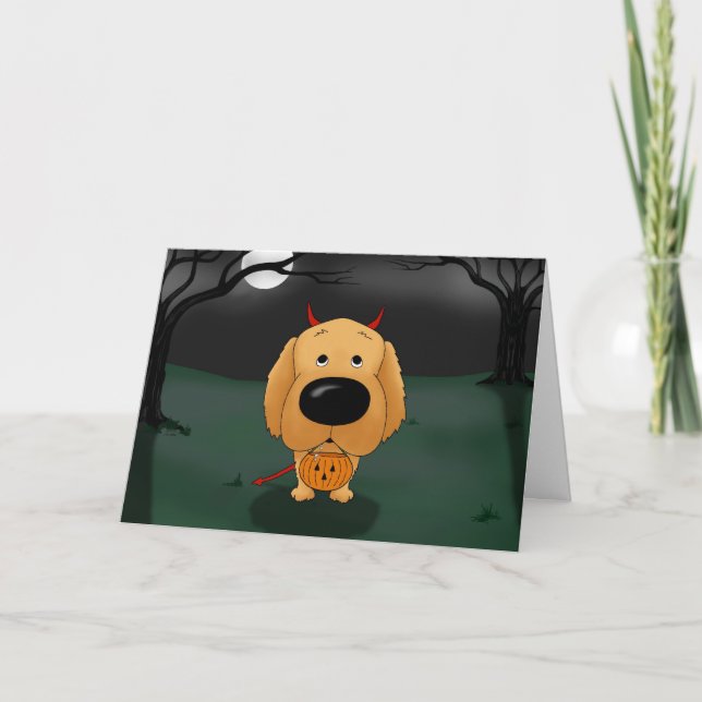 Goldenes Retreiver Halloween Karte (Vorderseite)