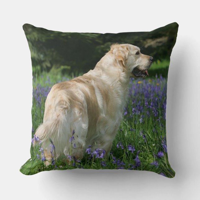 Goldenes Retreiver in den Blumen Kissen (Vorderseite)