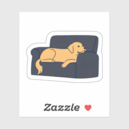 Goldenes Retriever auf Couch | Niedlich Gezeichnet Aufkleber