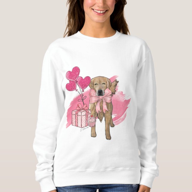 Goldenes Retriever Herz Sweatshirt (Vorderseite)
