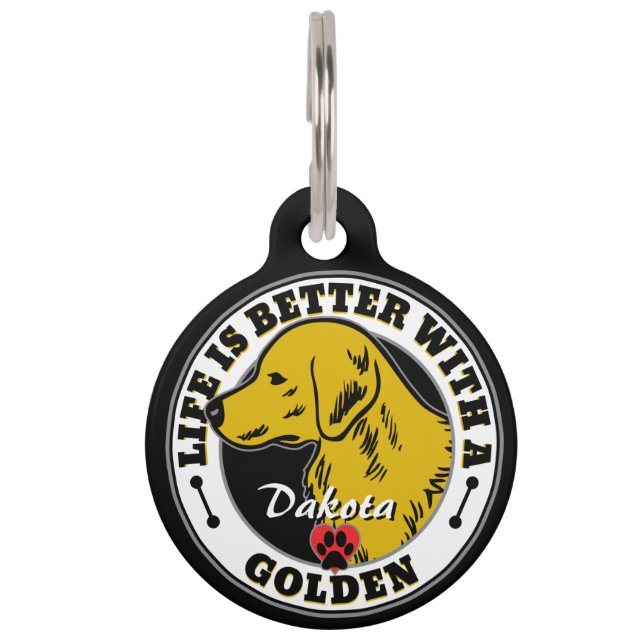 Goldenes Retriever Personalisiertes Leben ist bess Tiermarke (Vorderseite)