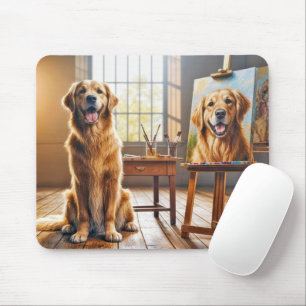 Goldenes Retriever Portrait Auf Leinwand Mousepad