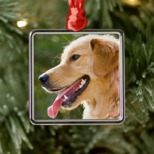 Goldenes Retriever-Profil mit Zunge-Out Ornament Aus Metall