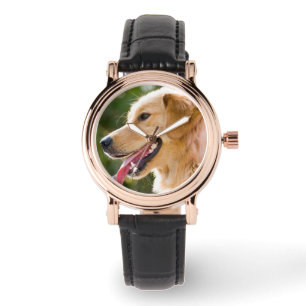 Goldenes Retriever-Profil mit Zungenausschnitt Armbanduhr