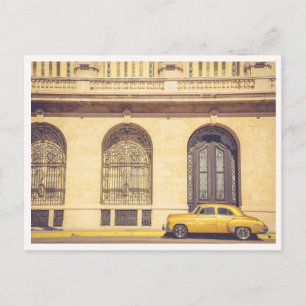Goldenes Retro-Auto & Architektur Havanna Kuba Postkarte