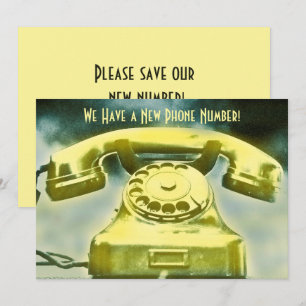 Goldenes Retro-Telefon Neue Telefonnummer  Ankündigung