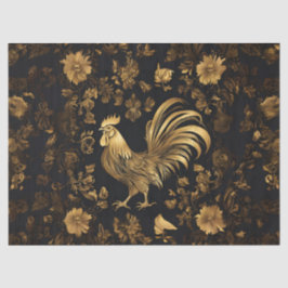 Goldenes Rooster im Blumengarten Seidenpapier