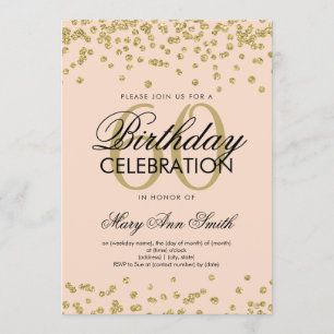 Goldenes Rosa 60. Geburtstag Glitzer Confetti Einladung