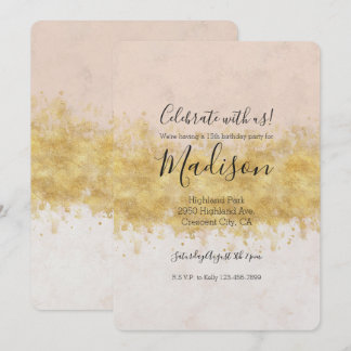 Goldenes Rosa Aquarellfarben Einladung