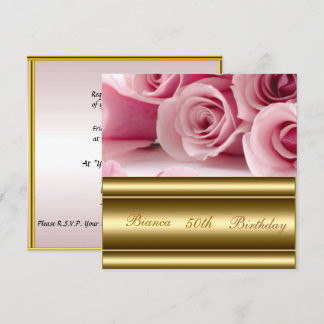 Goldenes Rosa Beliebtes Elegant 50. Geburtstagsfei Einladung
